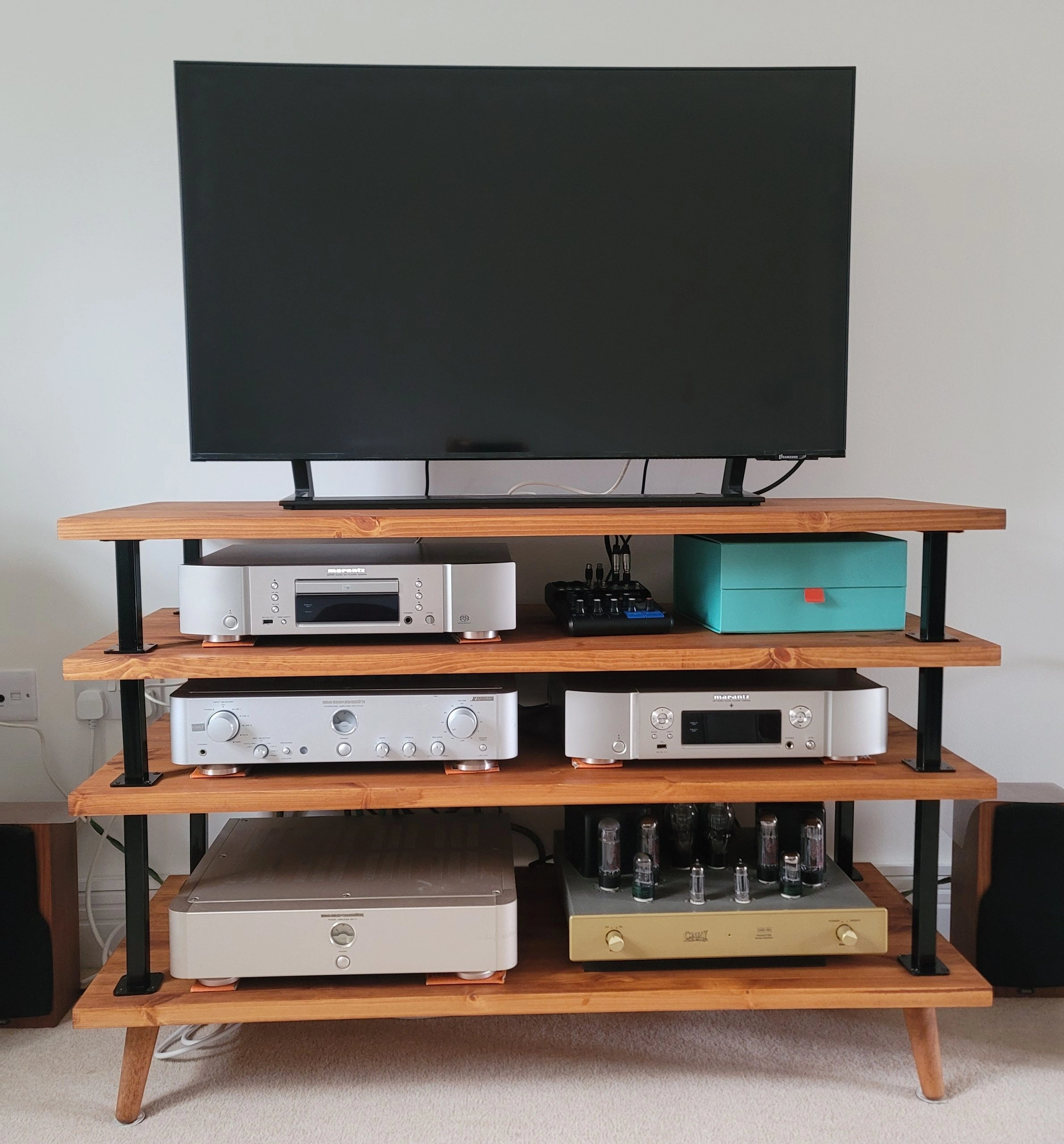 home theater tv stand with hifi components