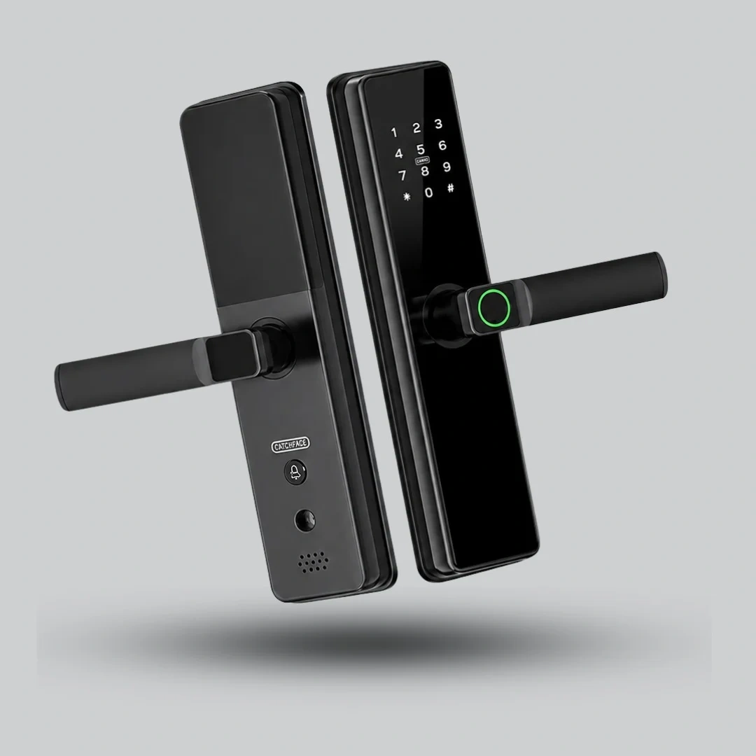 smart door lock fingerprint front and back view